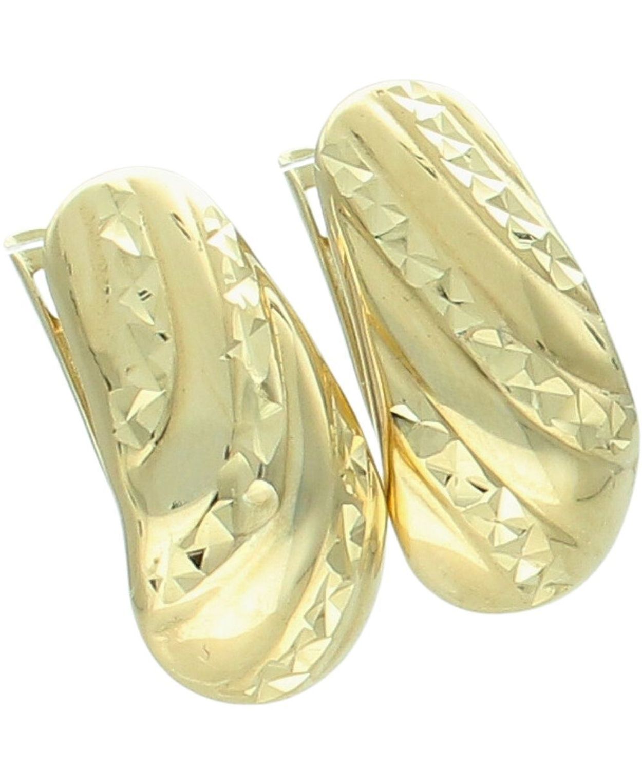 Kolczyki złote potrójne diamentowanie na angielskim zapięciu.jpg